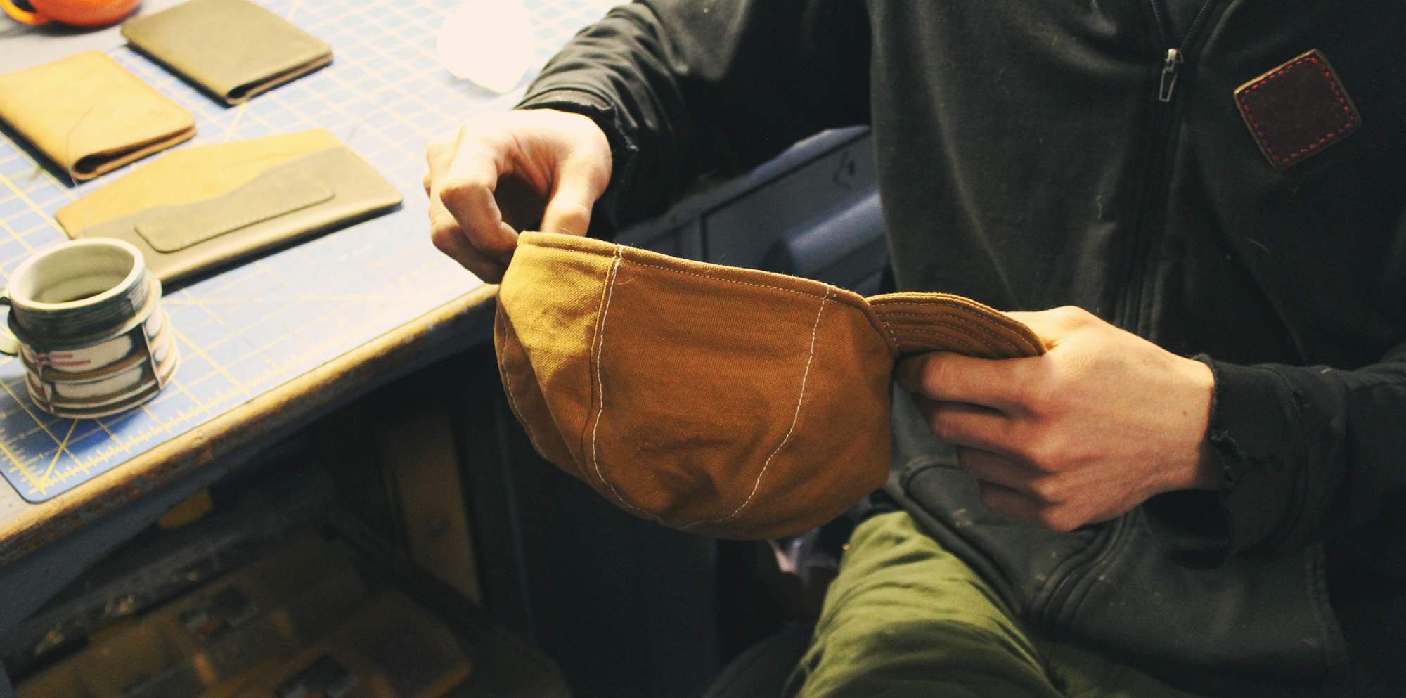 Handmade, waxed canvas hat