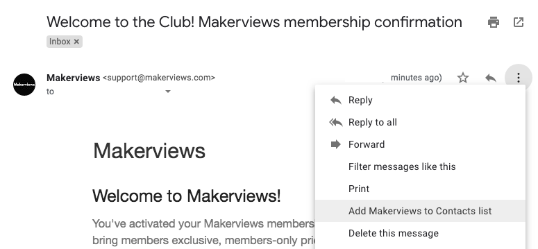 Adding Makerviews to email Contacts example